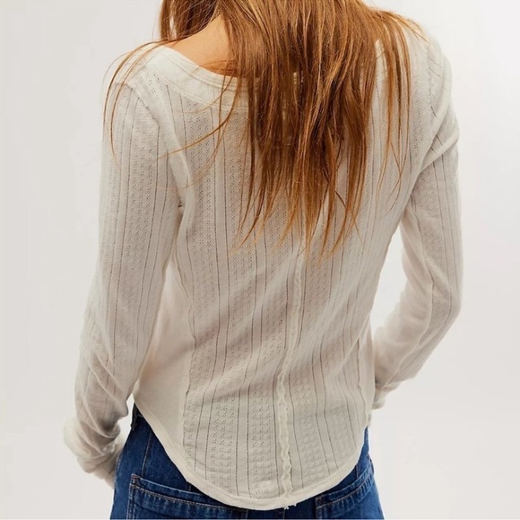 Free People Eyes On You Pointelle Long Sleeve - Ivory - size small SOLD OUT - Picture 4 of 4